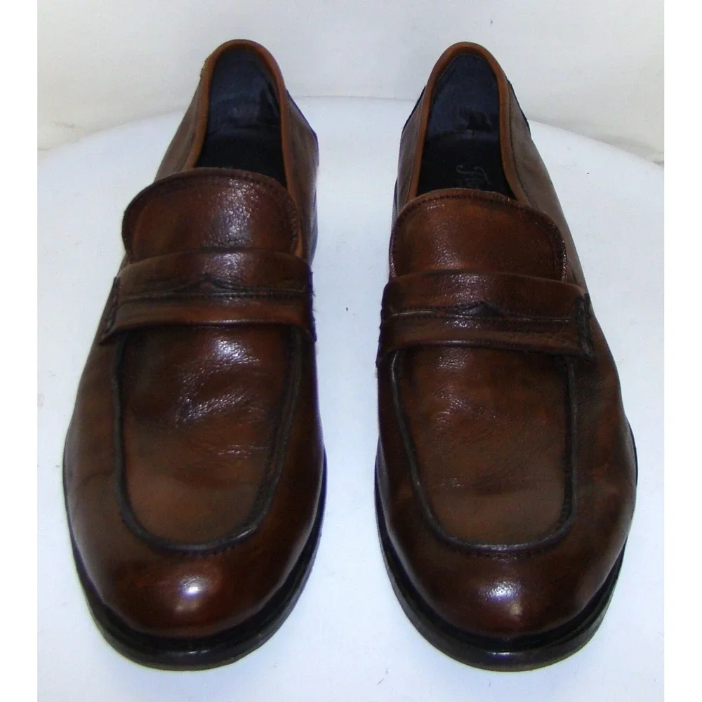 FLORSHEIM IMPERIAL MENS BROWN LEATHER LOAFERS CASUAL SHOES SIZE 9M     D143